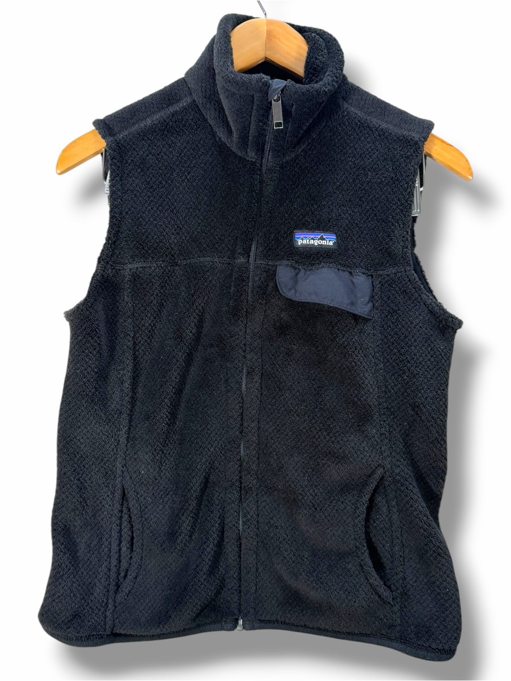 Women’s Patagonia Black Synchilla Fuzzy Fleece Full Zip Vest Size Medium